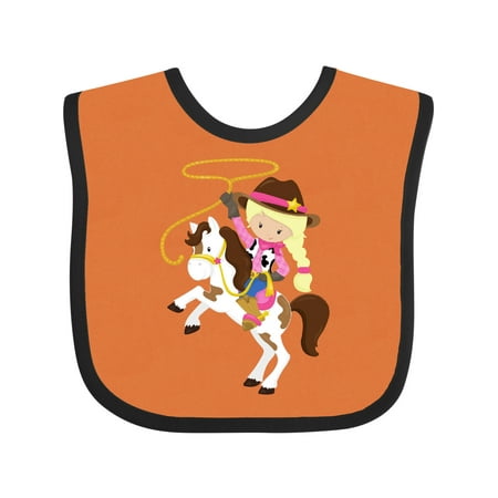 

Inktastic Cowgirl Sheriff Horse Lasso Blonde Hair Gift Baby Girl Bib