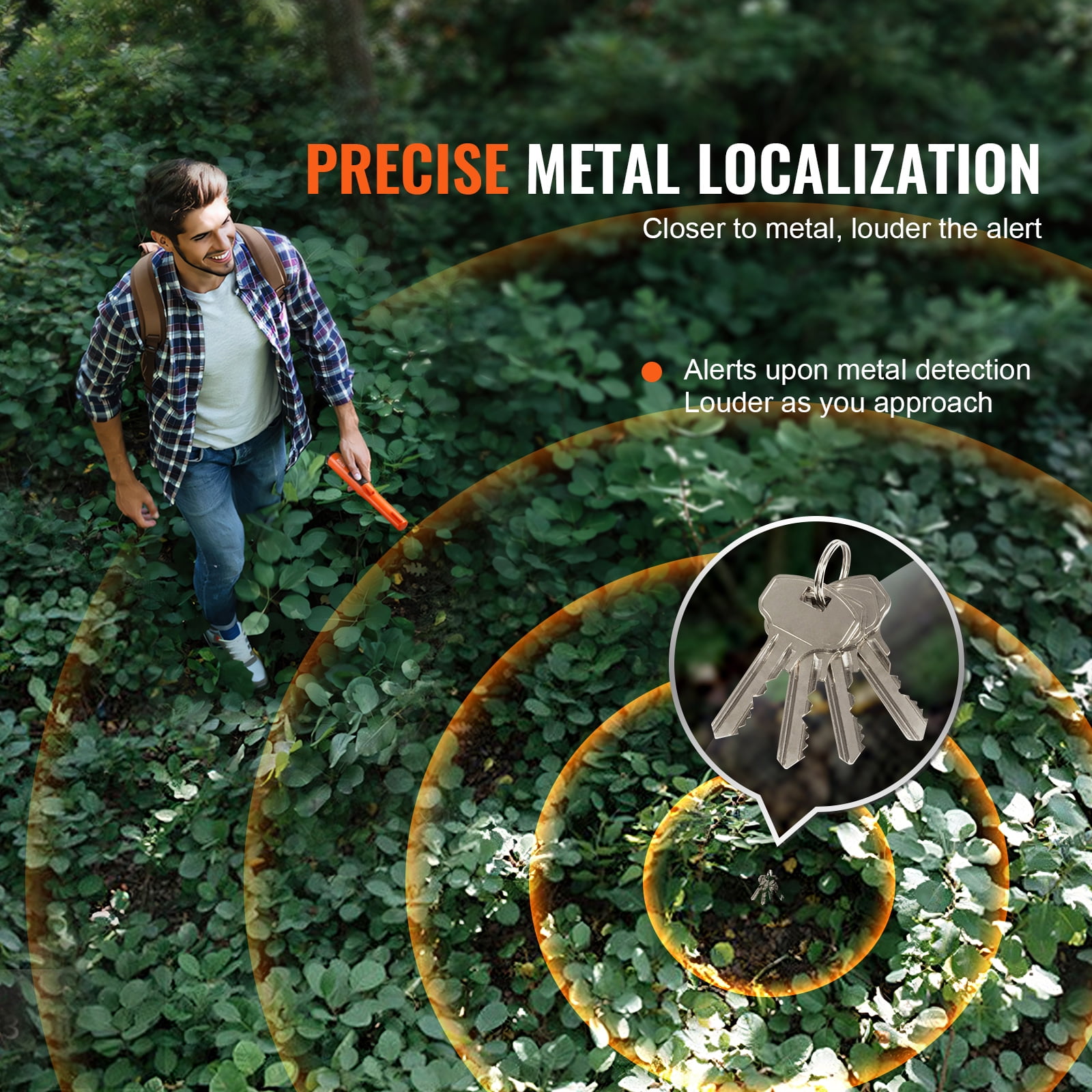 KFFKFF Metal Detector Pinpointer, IP68 Waterproof Handheld Detector Wand Probe, Pinpointing Finder Probe Treasure Hunting for Adults and Kids