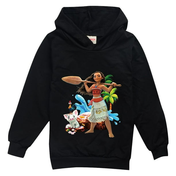 Camiseta con capucha de algodón con estampado de Moana para niña y niño, ropa de moda de otoño, 11 colores zhangmenya LED