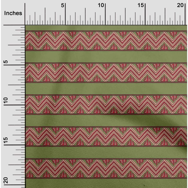 oneOone Polyester Lycra Fabric Floral & Chevron Block Printed Craft Fabric BTY 56 Inch Wide