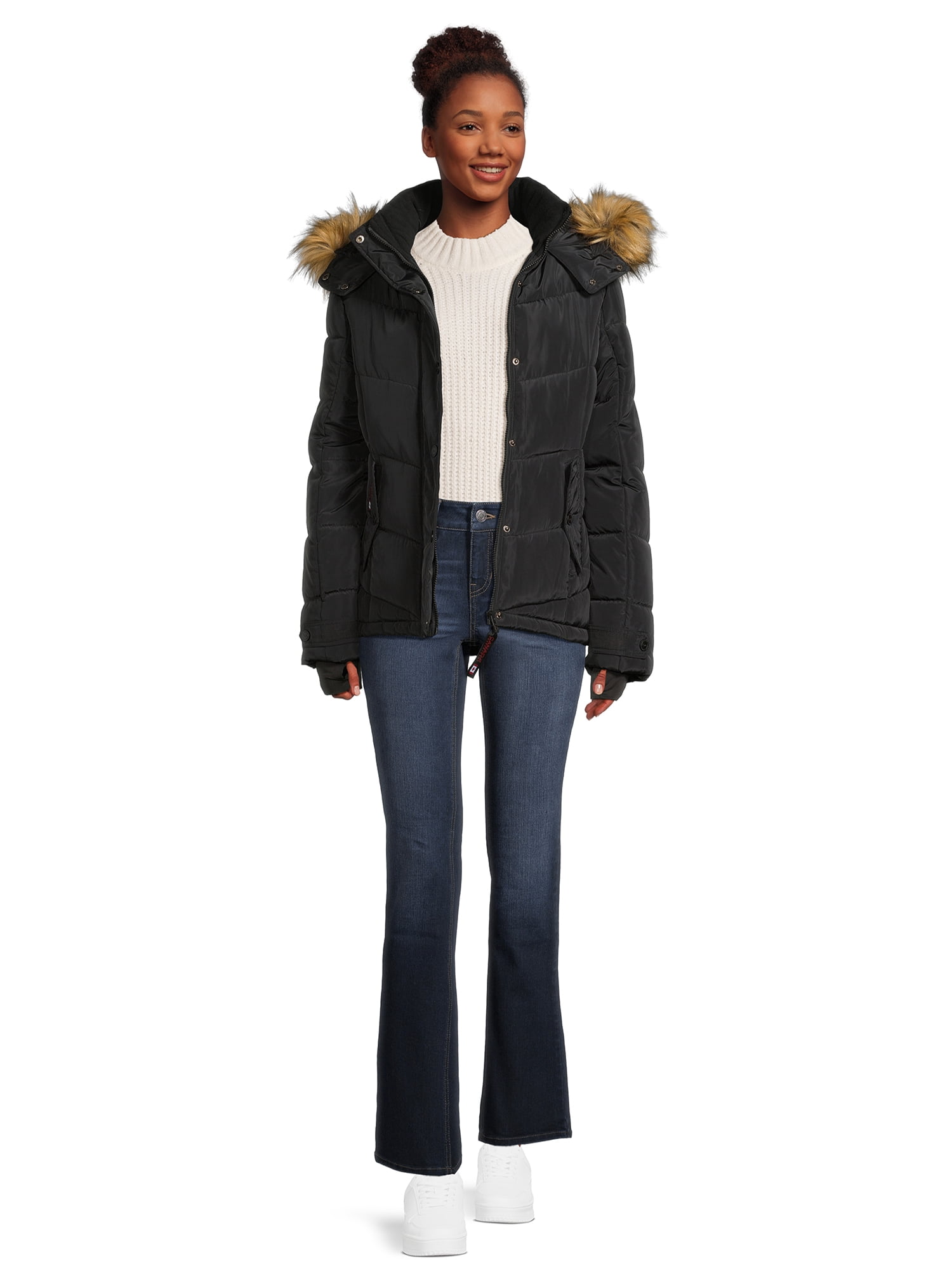 Canada Weather Gear Women's Classic Puffer Jacket with Faux Fur Trim Hood