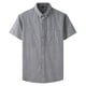 thumbnail image 1 of Mens Manga Corta Botón Abajo Camisas Negocios Turndown Cuello Raya Camisa de Bolsillo, Blusa de Manga Corta, 1 of 2