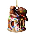 thumbnail image 2 of YAOMOBB Christmas Tree Decoration Creative Cowboy Themed Hat Xmas Tree Pendant Wild West Car Rear View Mirror Hanging, 2 of 7