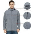 thumbnail image 4 of Men's Hooded Polar Fleece Jackets Big & Tall Full Zip Bonded Hoodie with Zip Pockets (Grey, L), 4 of 5