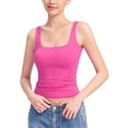 thumbnail image 2 of Women'S Tank Top Fitted Square Neck Casual Basic Summer Tank Sleeveless Tops Rose Red L, 2 of 9
