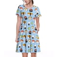 thumbnail image 1 of Disketp Kawaii Sushi (2) para Vestido de Manga Corta para Mujeres, Vestidos de Verano para Mujeres, Casual y Holgado para la Playa, 1 of 6