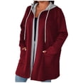 thumbnail image 1 of Veste de Sport à Capuche Zippée à Manches Longues pour Femmes, Tendance, Unie, pour Tenue Décontractée, 1 of 5