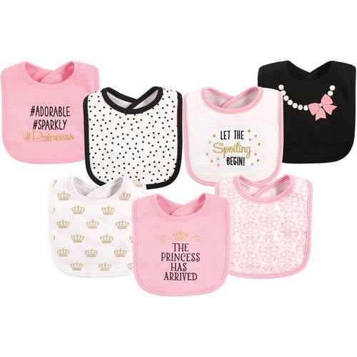 Hudson Baby Hudson Baby Girl Cotton Drooler Bib, 7Pack