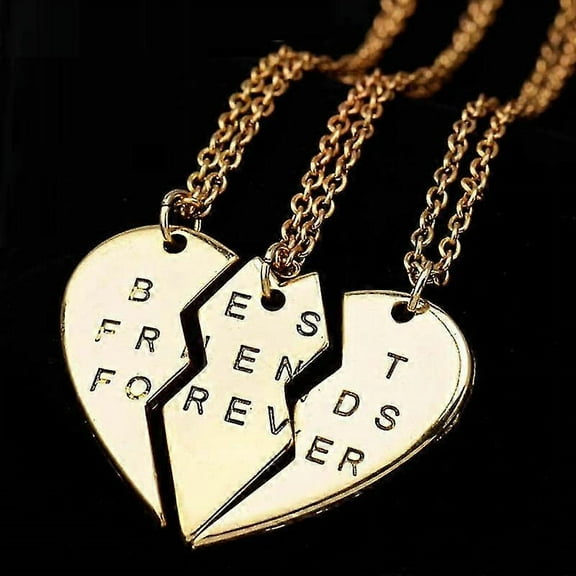 3Pcs Broken Heart Pendant Necklace Chic Best Friends Forever Necklace