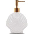 thumbnail image 1 of Dispensador de jabón en forma de concha, botella de loción de cerámica blanca con bomba dorada mate, decoración para el hogar, baño y cocina., 1 of 5