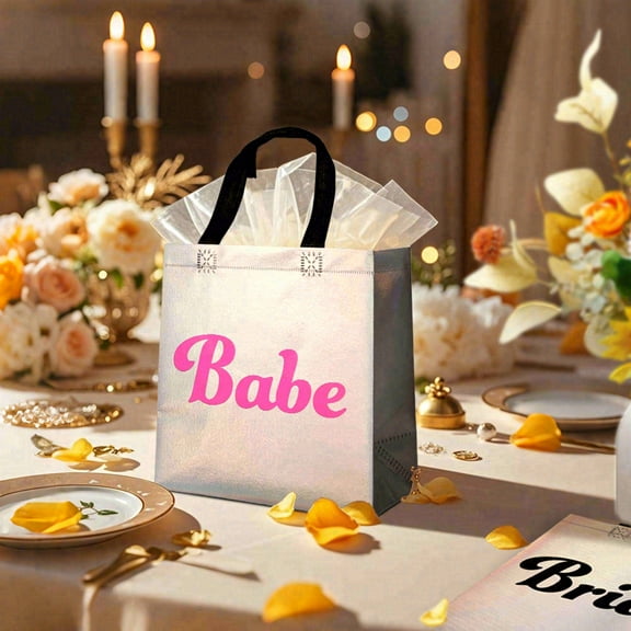32pcs Non-woven Holographic Bridal Gift Bags, foldable and portable shopping bags, bachelor party gift bags, shiny party favor bags suitable for bridesmaids and wedding guests.