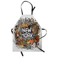 thumbnail image 1 of New York Taxi Apron, Colorful Cartoon Art Doodle with NY City Theme Famous Symbols, Unisex Kitchen Bib with Adjustable Neck for Cooking Gardening, Adult Size, Pale Taupe and Multicolor, by Ambesonne, 1 of 4