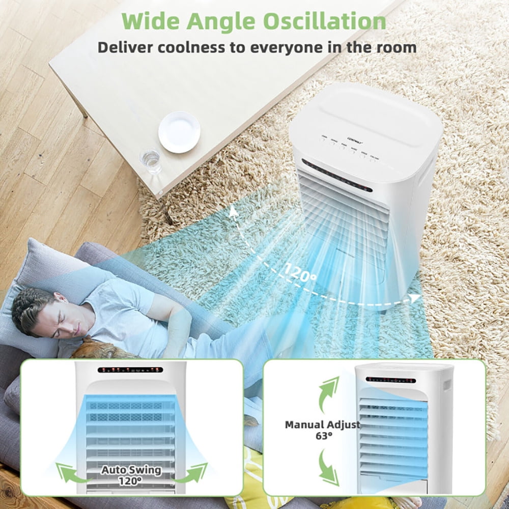 YYAo Air Conditioners, Cooling Machines, 4-in-1 Portable Evaporative Air Cooler with Timer and 3 Modes-White