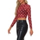 thumbnail image 4 of INSPIRAR CHIC Día de San Valentín Top Corto de Mujer Semi-Translúcido de Manga Larga Cuello Redondo XS Rojo, 4 of 6