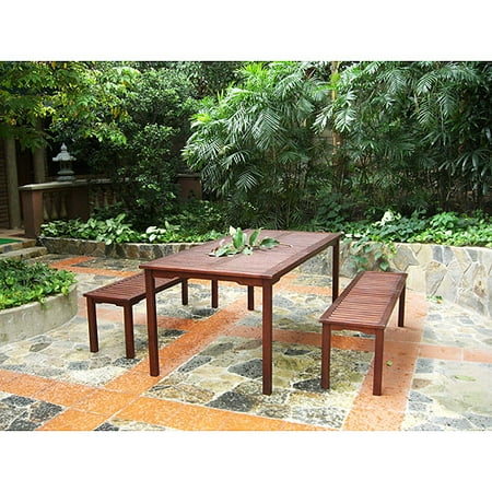 Hardwood 3 pc Mild Bench Dining Set