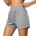 thumbnail image 7 of DISKEBUISS Women's Summer Athletic Shorts Crossover High Waisted Gym Loose Short Pants with Pockets, 7 of 7