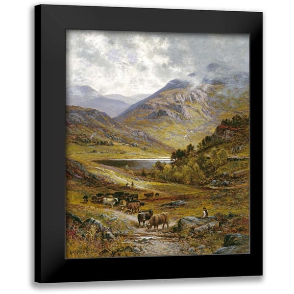 Glendening, Alfred Augustus 12x14 Black Modern Framed Museum Art Print Titled - Longhorn Cattle