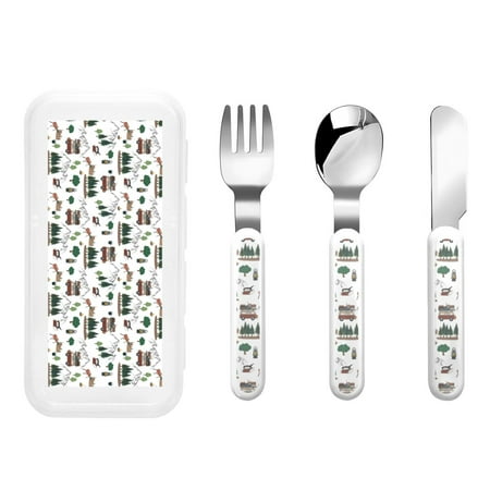 

Gaeub Camping Caravan 2 Print 3-Piece Children Knife Spoon Fork Set Stainless Steel Child Flatware Set Kids Utensils Set with Case for Lunch Box (Fork Spoon Knife Combo)