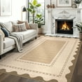 thumbnail image 3 of Garvee 10'x13' Modern Border Neutral Area Rug Living Room Rug, Washable Rug with Non Slip Backing Soft Low Pile Indoor Carpet for Bedroom Dining Room, Linen, 3 of 8