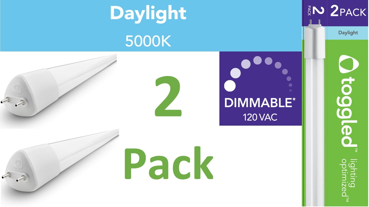 120 VAC Dimmable-Series 48 5000K Daylight TOGGLED D416-50311 4 ft. T8/T12 Direct-Wire LED Tube