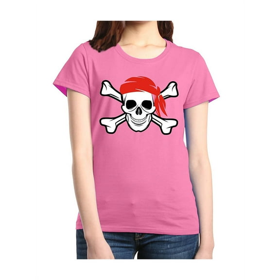 Women's T-Shirt Short Sleeve - Jolly Roger Skull & Crossbones