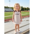 thumbnail image 3 of BemeyourBBs Toddler Baby Girls Football Outfit Baby Girl Fall Summer Tank Dress Overalls 12 18 24 Months 2 3 4 5 Years Sleeveless Rugby Embroidery A-line Striped Dress, 3 of 9