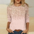 thumbnail image 2 of Enjoytime Oversized Blouses for Women Casual 3/4 Length Sleeve Womens Tops Sequin Printed Crewneck Pullover Loose Fit Shirts, 2 of 5