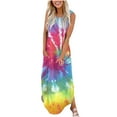 thumbnail image 2 of SMihono Robe Maxi Bohème d'Été pour Femmes Grande Taille Robes Maxi pour Femmes d'Été Décontractées Col Rond Croisé Sans Manches Fente Vacances Plage Poches Longue Robe Robe de Plage Évasée, 2 of 5
