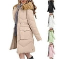 thumbnail image 6 of Lovskoo 2024 Womens Winter Coats Hooded Quilted Jacket Long Sleeve Casual Loose Solid Color Pocket Zippered Tops Reversible Long Cotton Padded Coat White, 6 of 6