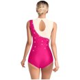 thumbnail image 3 of SiiRoh Women's Gymnastics Leotard One Piece Sleeveless Rhinestones Bodysuit for Ballet Dance Skating Hot Pink S, 3 of 6