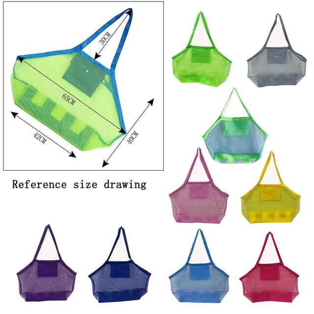 maskred Versatile Beach Toys Bag Durable Mesh Tote for Poolside Adventures Grey Extra Large 1Set