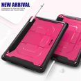 thumbnail image 6 of For iPad 9.7 5th 2017 (A1822 A1823) / 6th Gen 2018 (A1893 A1954),Dteck 3-Layer Shockproof Cover Pencel Holder Shoulder Strap Expandable Pouch Hybrid Kickstand Case Without Built-in Protector,Rose, 6 of 15