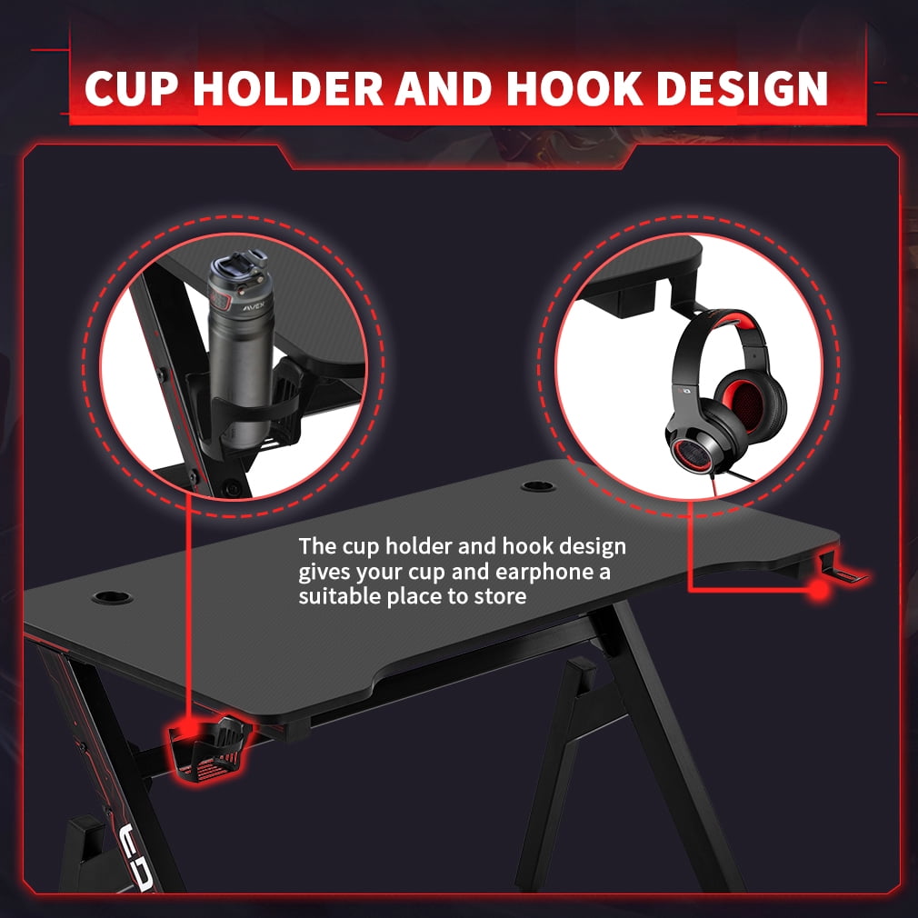 FDW Computer Desk Gaming Desk 47.2 inches PC Large Modern with Headphone Hook,Red