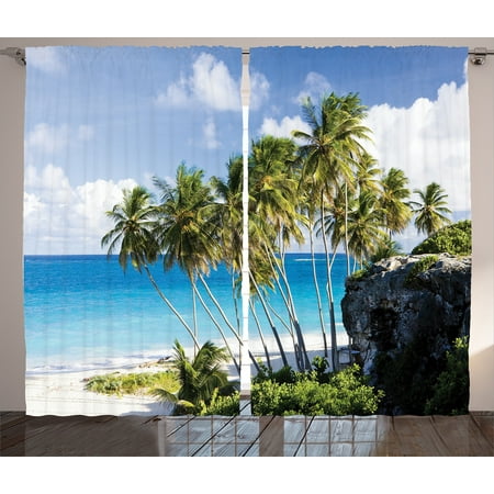Scenery Decor Curtains 2 Panels Set Caribbean Island Overlook