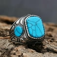 thumbnail image 2 of QQTDFG Mens Jewelry 316l stainless steel Oval blue turquoise men ring stone Size 7-15-12, 2 of 5