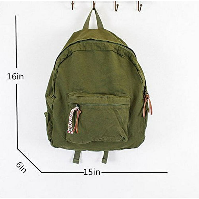 clberni College School Bag Canvas Denim Travel Backpacks Purse Girls and Boys Large, Adult Unisex, Size: 5.91 x 14.96 x 15.75, Green