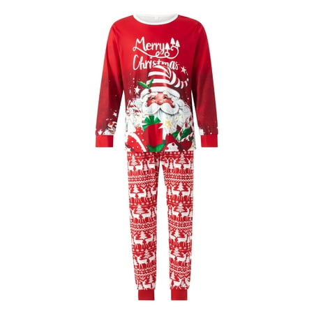 

TSEXIEFOOFU Family Matching Pajamas Sleepwear Christmas Santa Print Long Sleeve Tops and Stretch Casual Pants