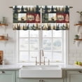 thumbnail image 2 of Forest Reindeer Tier Curtains, Country Rustic Green Red Patchwork Light Filtering Kitchen Curtains, 2Pcs Rod Pocket Half Window Treatments Panels for Sink Cafe Cabinet Camper 27.5x36 Inches, 2 of 9