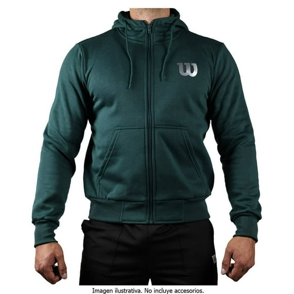 Chamarra Wilson Talla EG Deportiva con Gorro y Cierre Frontal Verde Pino