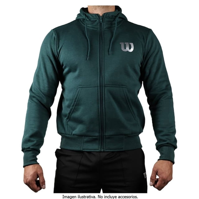 Chamarra Wilson Talla EG Deportiva con Gorro y Cierre Frontal Verde Pino