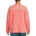 thumbnail image 3 of Terra & Sky Women's Plus Size Mixed Media V-Neck Eyelet Top, 3 of 5