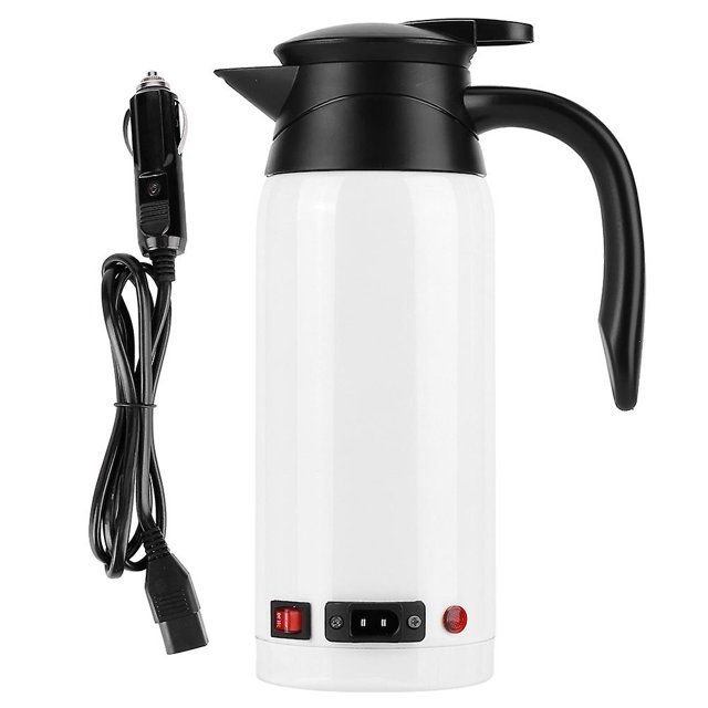800ml High Capacity Portable Electric Kettle with Cigarette Lighter for Car 12V/24V (White)