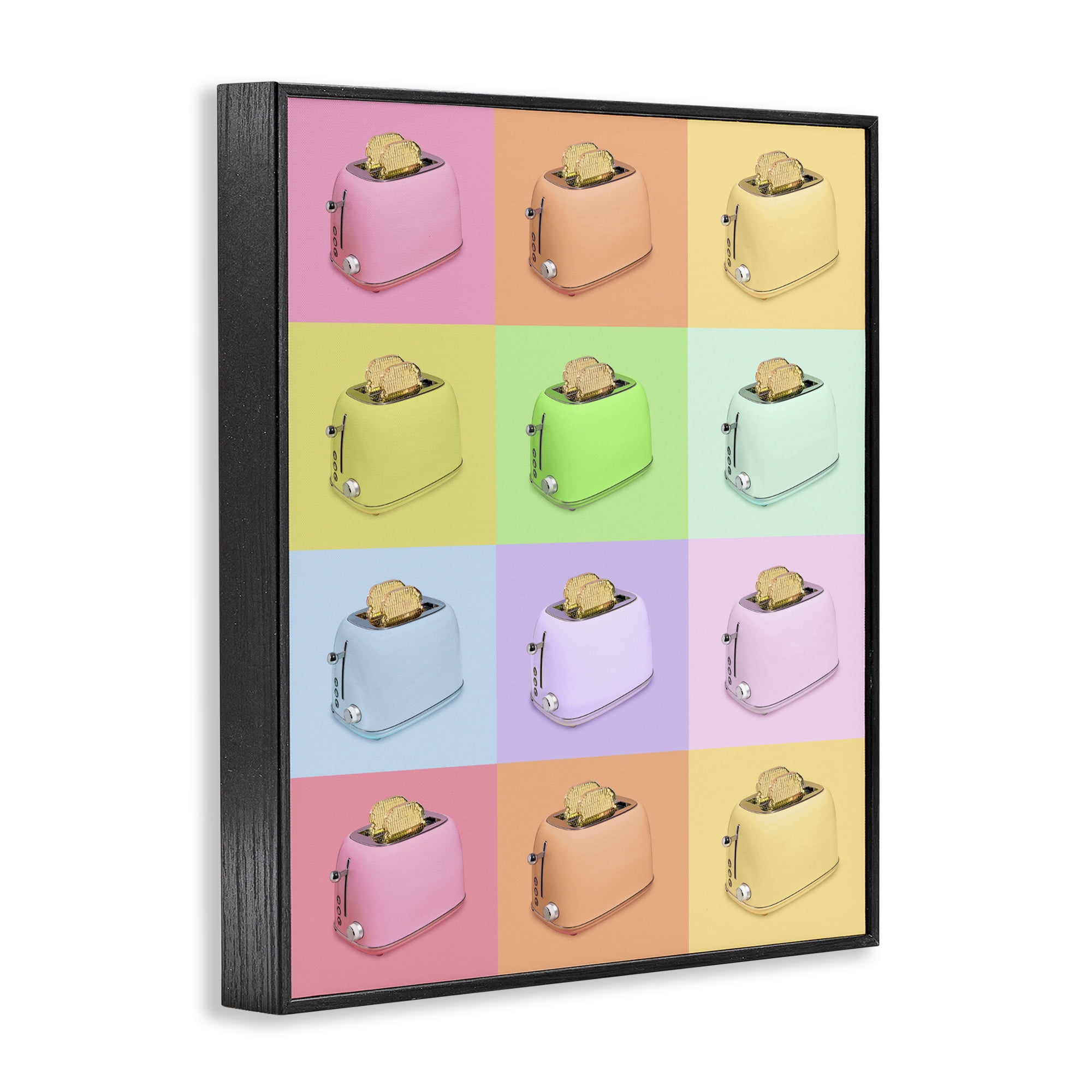Stupell Industries Golden Disco Toaster Collage Black Framed Giclee Art, design by LISH Creative