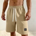thumbnail image 6 of Mens Casual Shorts Cotton Drawstring 9 inch Waffle Shorts Stretch Elastic Waist Summer Beach Lounge Sweat Shorts Khaki M, 6 of 9