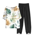 thumbnail image 2 of Nrmvnmi Women's Summer 2 Piece Outfits Casual Floral Prints Short Sleeve Pajama Tops Wide Leg Pants Lounge Sets Tracksuits Mothers Day Gifts, 2 of 5