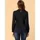 thumbnail image 5 of Blusa de manga de soplo fruncida plisada Allegra K Cuello alto suave sedoso Negro S, 5 of 6