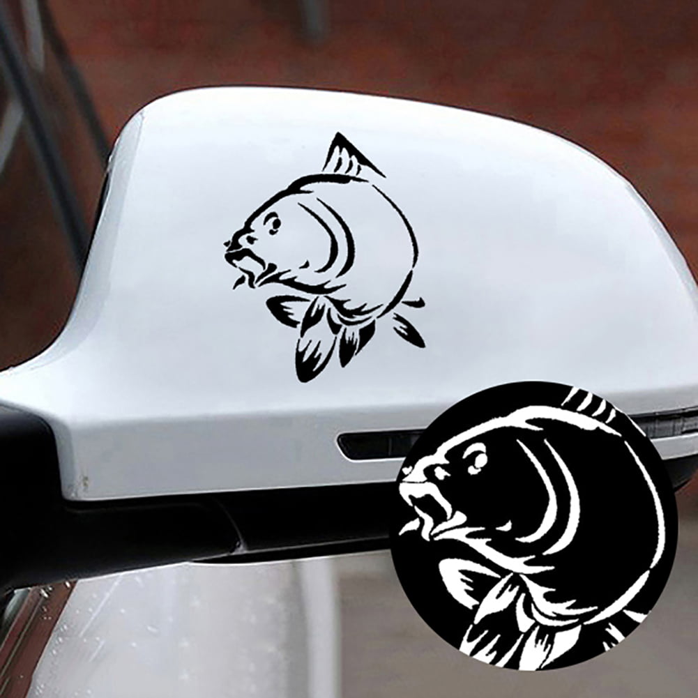Walbest Universal Car Stickers - Waterproof Carp Fishing Auto Truck Kayak  Boat Decals Decoration, White 