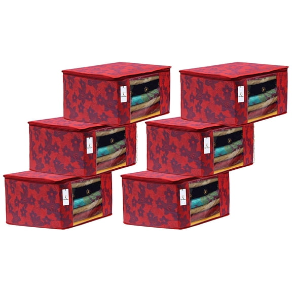 Kuber Industries Metalic Printed 6 Piece Non Woven Fabric Saree Cover