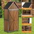 thumbnail image 4 of Tcbosik 67"H Outdoor Storage Shed with Floor, Tool Cabinet with Shelves and Lockable Doors for Outside, Garden, Patio, Lawn, Backyard, Brown, 4 of 10