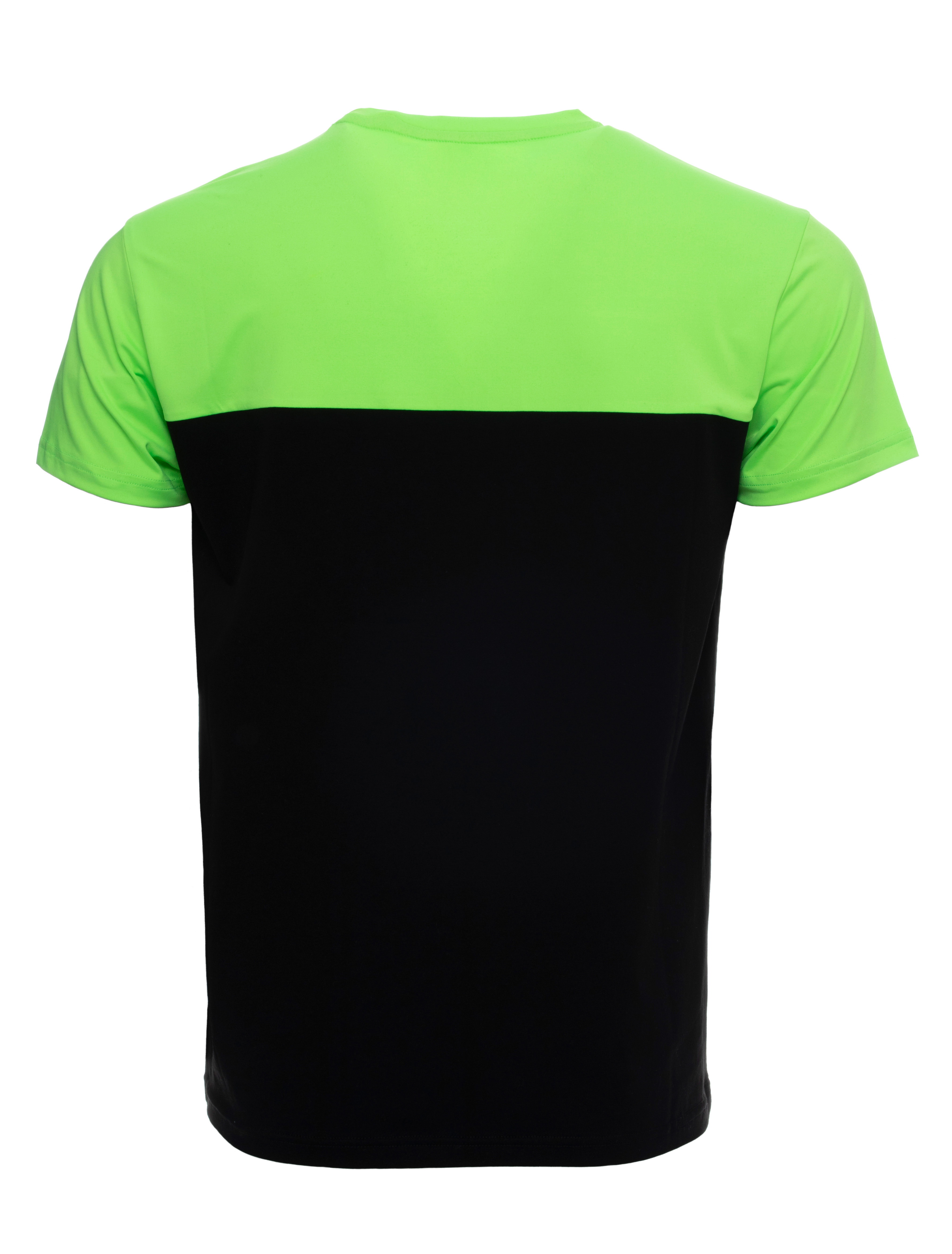 X RAY Men's Soft Stretch Cotton Solid Colorblock Short Sleeve V-Neck Slim Fit T-Shirt, Fashion Sport Casual Tee for Men, Black/Neon Green Size Large - image 2 of 4